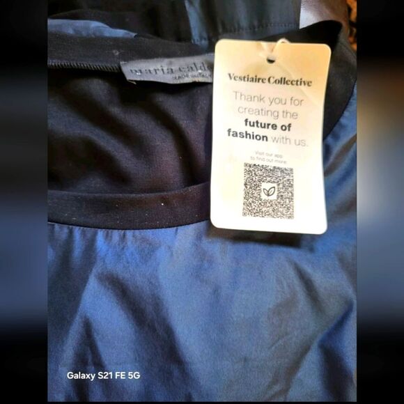 NWT Maria Calderara Black Knit/ Indigo Blue Oversized Tunic Sz. Large/MC 4 $648 - Picture 2 of 5